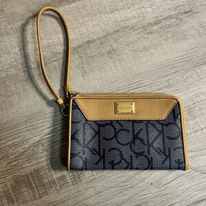 Calvin Klein Tan and Navy Wristlet